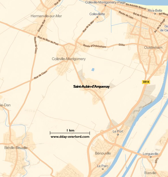 Image : carte du secteur de Saint-Aubin-d'Arquenay - Bataille de Normandie en 1944