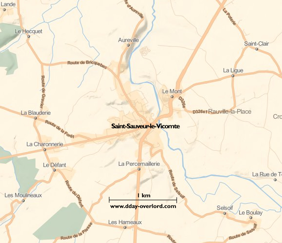 Image : carte du secteur de Saint-Sauveur-Lendelin - Bataille de Normandie en 1944