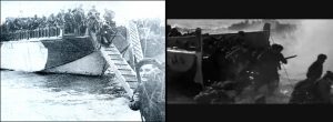 A gauche, un chaland type LCIs utilisé par le commando Kieffer à Sword Beach, à droite un chaland LCVP (pourtant baptisé “LCA“, qui est un autre type d’embarcation) utilisé dans le film Le Jour le plus long.