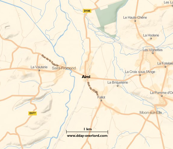 Image : carte du secteur de Airel - Bataille de Normandie en 1944