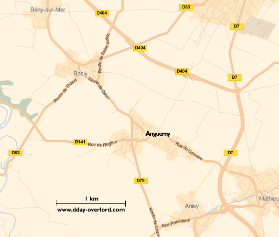 Image : carte du secteur d'Anguerny - Bataille de Normandie en 1944