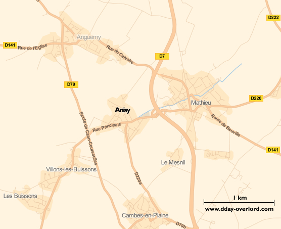 Image : Carte du secteur d'Anisy - Bataille de Normandie en 1944