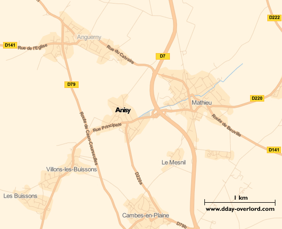 Anisy in 1944 - Calvados - Battle of Normandy 3 Image : Carte du secteur d'Anisy - Bataille de Normandie en 1944