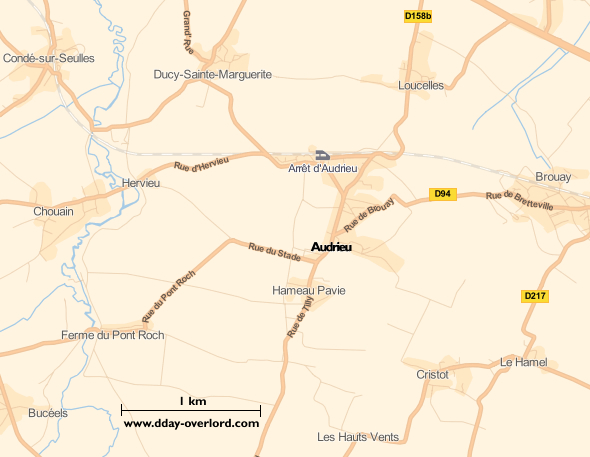 Image : carte du secteur de Audrieu - Bataille de Normandie en 1944