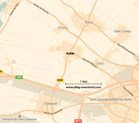 Image : carte du secteur de Authie - Bataille de Normandie en 1944