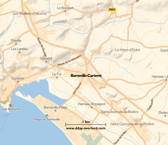 Image : carte du secteur de Barneville-Carteret - Bataille de Normandie en 1944