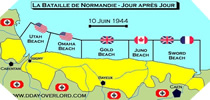 Image : Carte de l'evolution des combats en Normandie le 10 juin 1944 à minuit