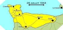 Image : Carte de l'evolution des combats en Normandie le 26 juillet 1944 à minuit