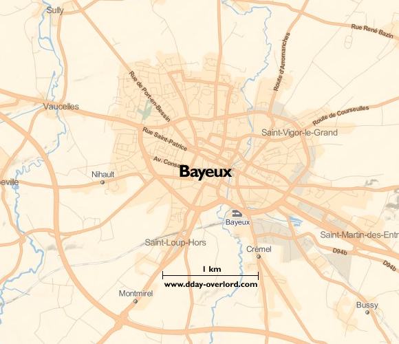 Bayeux en 1944 - Calvados - Bataille de Normandie 3 Image : carte du secteur de Bayeux - Bataille de Normandie en 1944