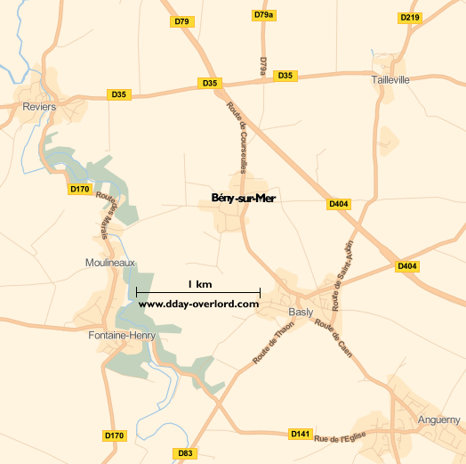 Image : carte du secteur de Bény-sur-Mer - Bataille de Normandie en 1944