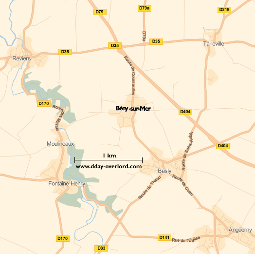 Bény-sur-Mer en 1944 - Calvados - Bataille de Normandie 2 Image : carte du secteur de Bény-sur-Mer - Bataille de Normandie en 1944