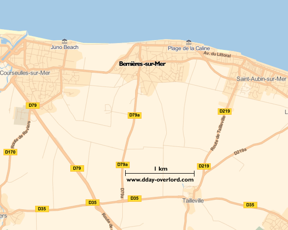 Bernières-sur-Mer en 1944 - Calvados - Bataille de Normandie 2 Image : carte du secteur de Bernières-sur-Mer - Bataille de Normandie en 1944