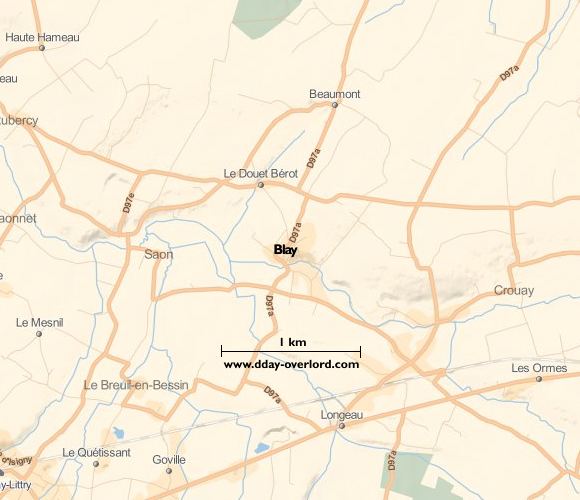 Image : carte du secteur de Blay - Bataille de Normandie en 1944