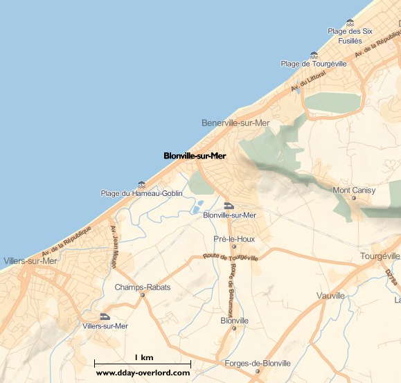 Image : carte du secteur de Blonville-sur-Mer- Bataille de Normandie en 1944
