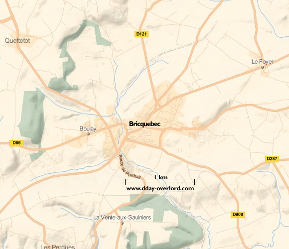 Image : carte du secteur de Bricquebec - Bataille de Normandie en 1944