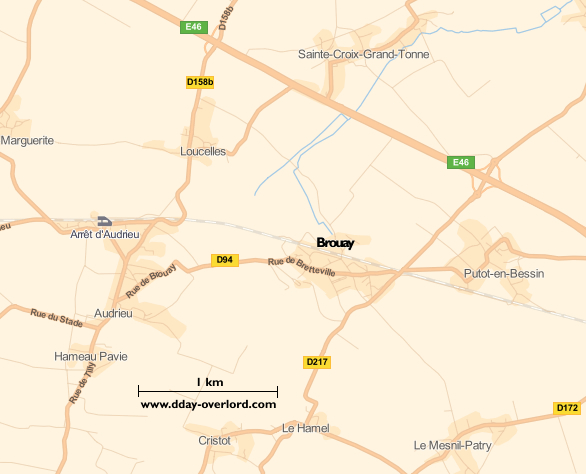 Image : carte du secteur de Brouay - Bataille de Normandie en 1944