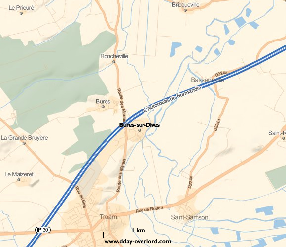 Image : carte de la commune de Bures-sur-Dives