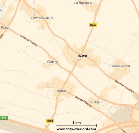 Image : carte du secteur de Buron - Bataille de Normandie en 1944