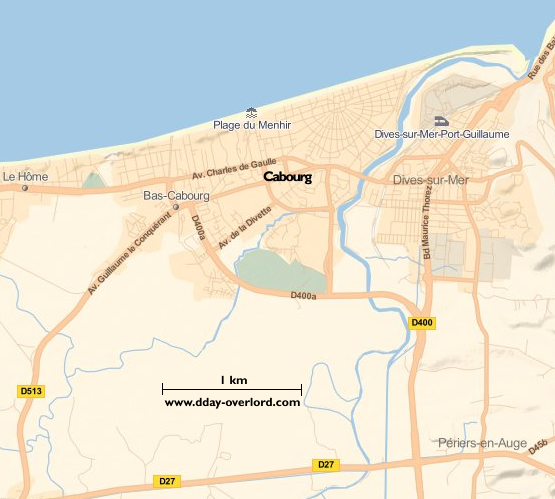 Image : carte du secteur de Cabourg - Bataille de Normandie en 1944