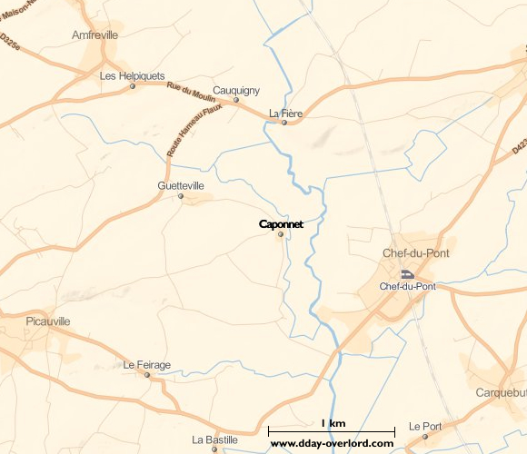 Caponnet en 1944 - Hill 30 - Manche - Bataille de Normandie 2 Image : carte de Caponnet
