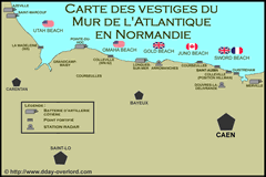 Image : Carte des vestiges du Mur de l'Atlantique en Normandie