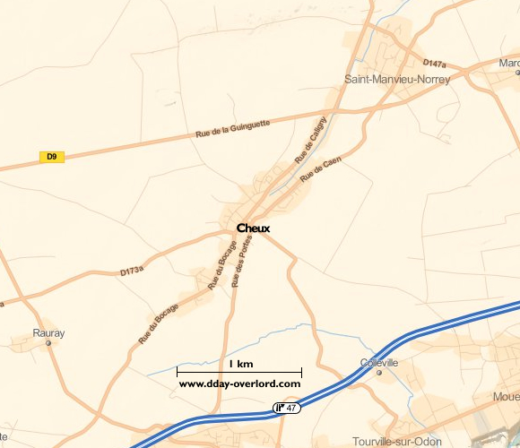 Image : carte du secteur de Cheux - Bataille de Normandie en 1944