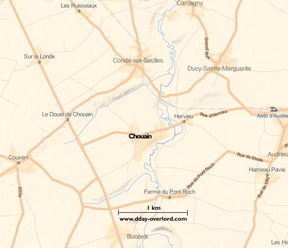 Image : carte du secteur de Chouain - Bataille de Normandie en 1944