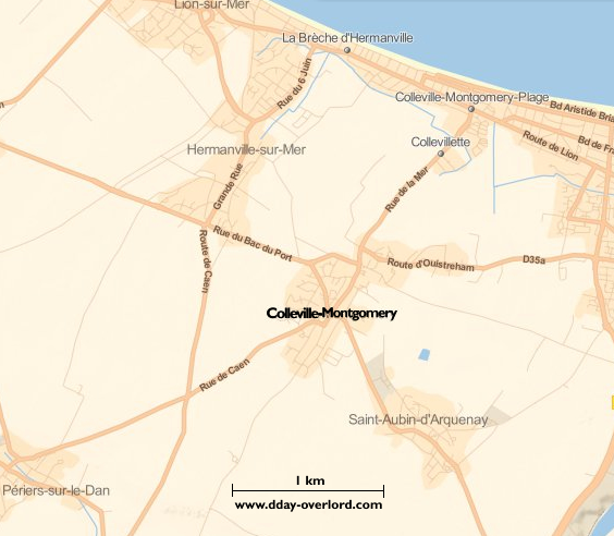 Image : carte du secteur de Colleville-Montgomery - Bataille de Normandie en 1944