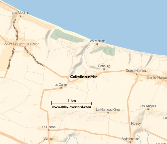 Image : carte du secteur de Colleville-sur-Mer - Bataille de Normandie en 1944