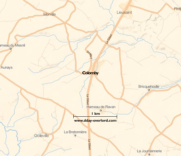 Image : carte du secteur de Colomby - Bataille de Normandie en 1944