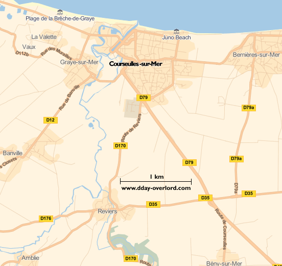 Courseulles-sur-Mer en 1944 - Calvados - Bataille de Normandie 2 Image : carte du secteur de Courseulles-sur-Mer - Bataille de Normandie en 1944