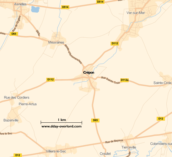 Image : carte du secteur de Crépon - Bataille de Normandie en 1944