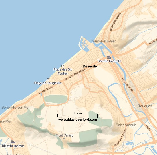 Image : carte du secteur de Deauville - Bataille de Normandie en 1944