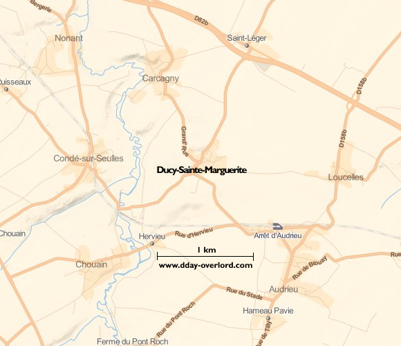 Image : carte du secteur de Ducy-Sainte-Marguerite - Bataille de Normandie en 1944