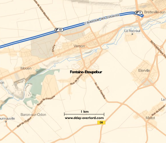 Image : carte du secteur de Fontaine-Etoupefour- Bataille de Normandie en 1944