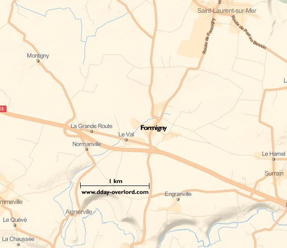 Image : carte du secteur de Formigny - Bataille de Normandie en 1944