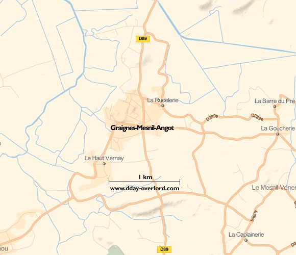 Image : carte du secteur de Graignes-Mesnil-Angot - Bataille de Normandie en 1944