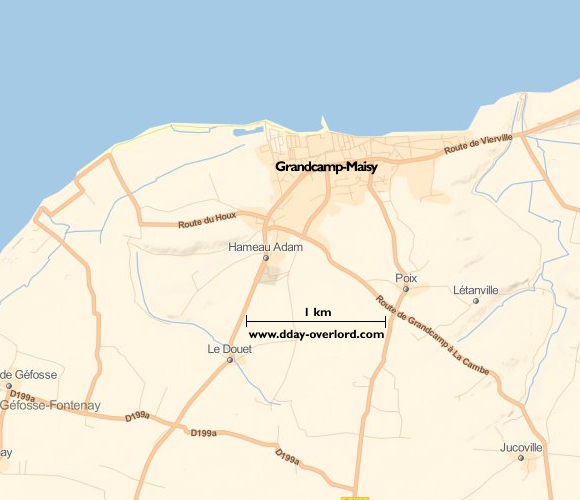 Image : carte du secteur de Grandcamp-Maisy- Bataille de Normandie en 1944