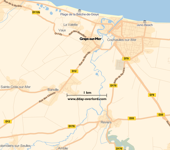 Image : carte du secteur de Graye-sur-Mer - Bataille de Normandie en 1944