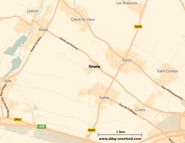 Image : carte du secteur de Gruchy - Bataille de Normandie en 1944