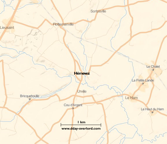 Image : carte du secteur de Hémevez - Bataille de Normandie en 1944