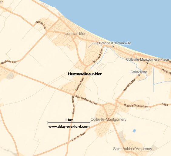 Hermanville-sur-Mer en 1944 - Calvados - Bataille de Normandie 3 Image : carte du secteur de Hermanville-sur-Mer - Bataille de Normandie en 1944