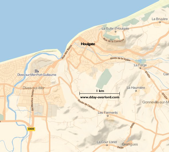 Image : carte du secteur de Houlgate - Bataille de Normandie en 1944