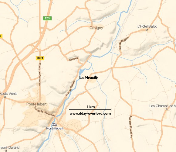 La Meauffe en 1944 - Manche - Bataille de Normandie 2 Image : carte du secteur de La Meauffe - Bataille de Normandie en 1944
