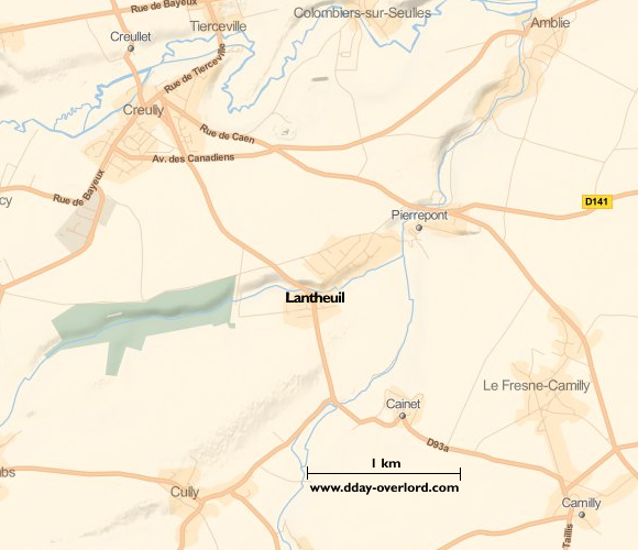 Image : carte du secteur de Lantheuil - Bataille de Normandie en 1944