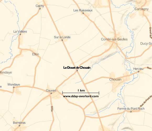 Image : carte du secteur de Le Douet de Chouain - Bataille de Normandie en 1944