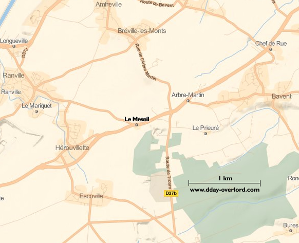 Image : carte du secteur de Le Mesnil - Bataille de Normandie en 1944