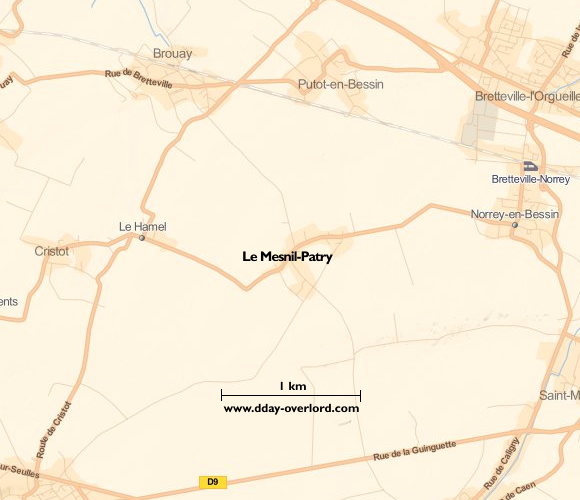 Image : carte du secteur de Le Mesnil-Patry - Bataille de Normandie en 1944