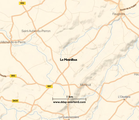 Image : carte du secteur de Le Mesnilbus - Bataille de Normandie en 1944