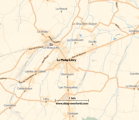 Image : carte du secteur de Le Molay-Littry - Bataille de Normandie en 1944